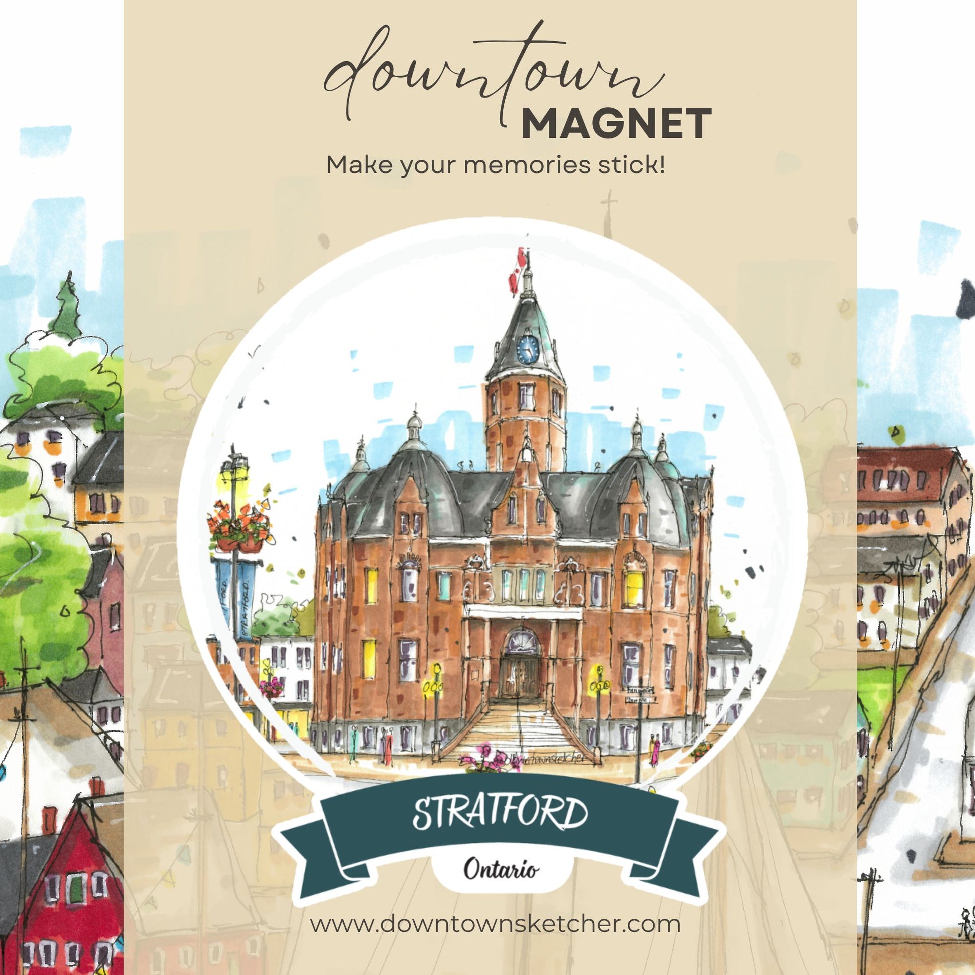 Town Hall, Stratford, Ontario - Magnet - Downtown Sketcher