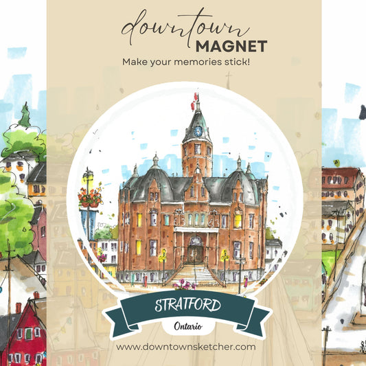 Town Hall, Stratford, Ontario - Magnet - Downtown Sketcher