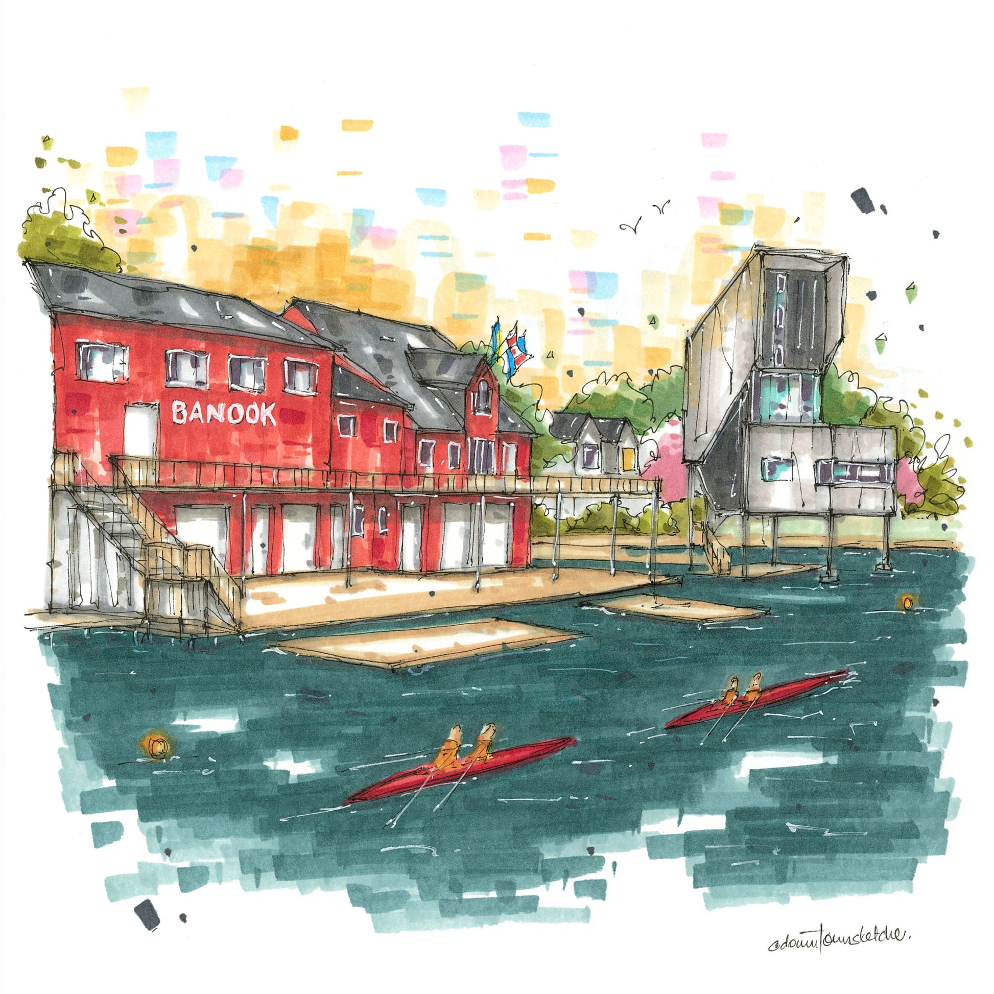 DTS0248 Judges Tower Lake Banook, Dartmouth - Downtown Sketcher