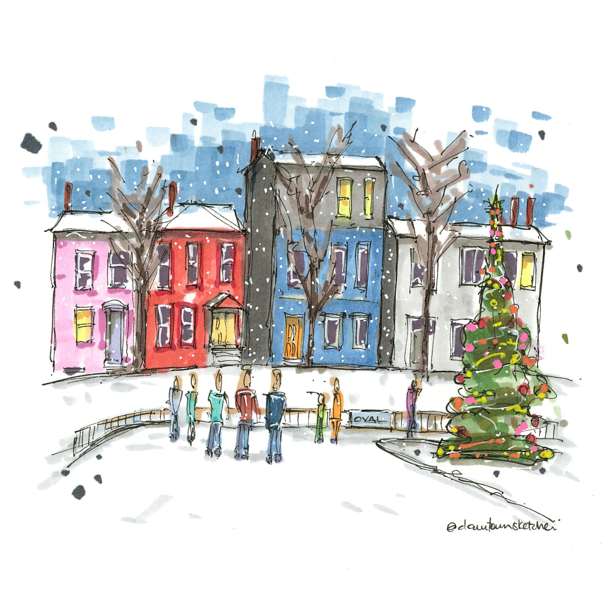 Holiday Skating at the Oval - Christmas Card