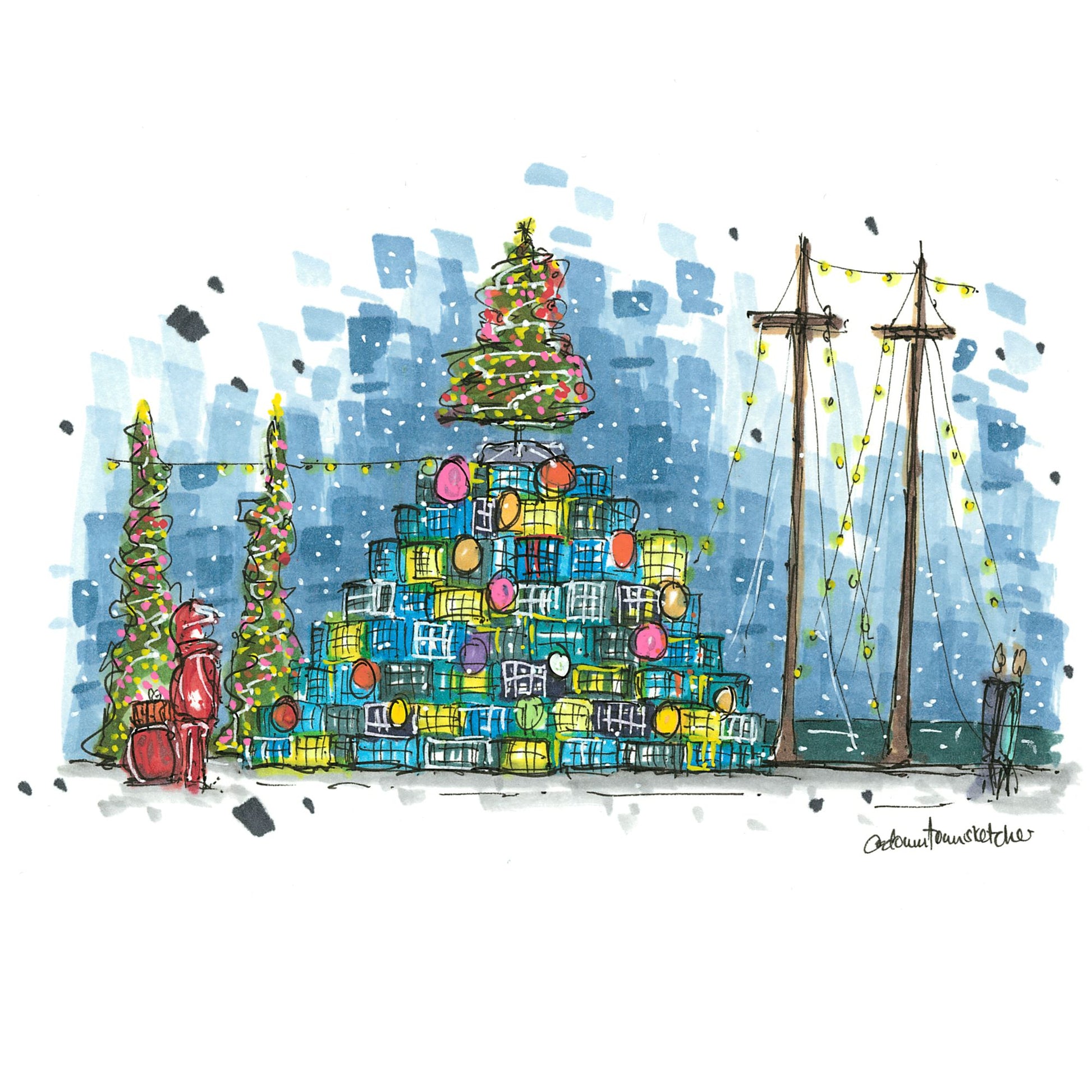 Lunenburg Lobster Trap Christmas Tree - Christmas Card
