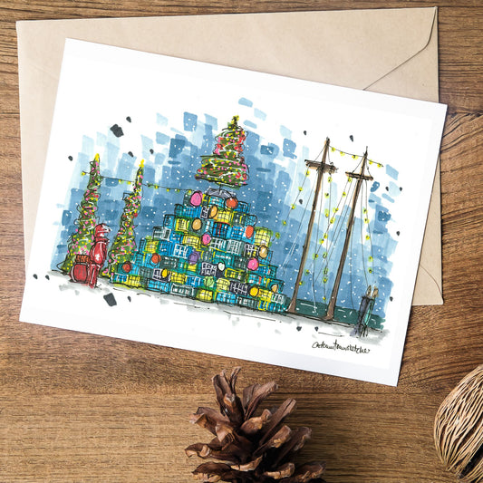 Lunenburg Lobster Trap Christmas Tree - Christmas Card