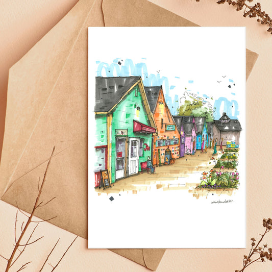 DTS0276 Shops of Fisherman's Cove - Greeting Card - Downtown Sketcher