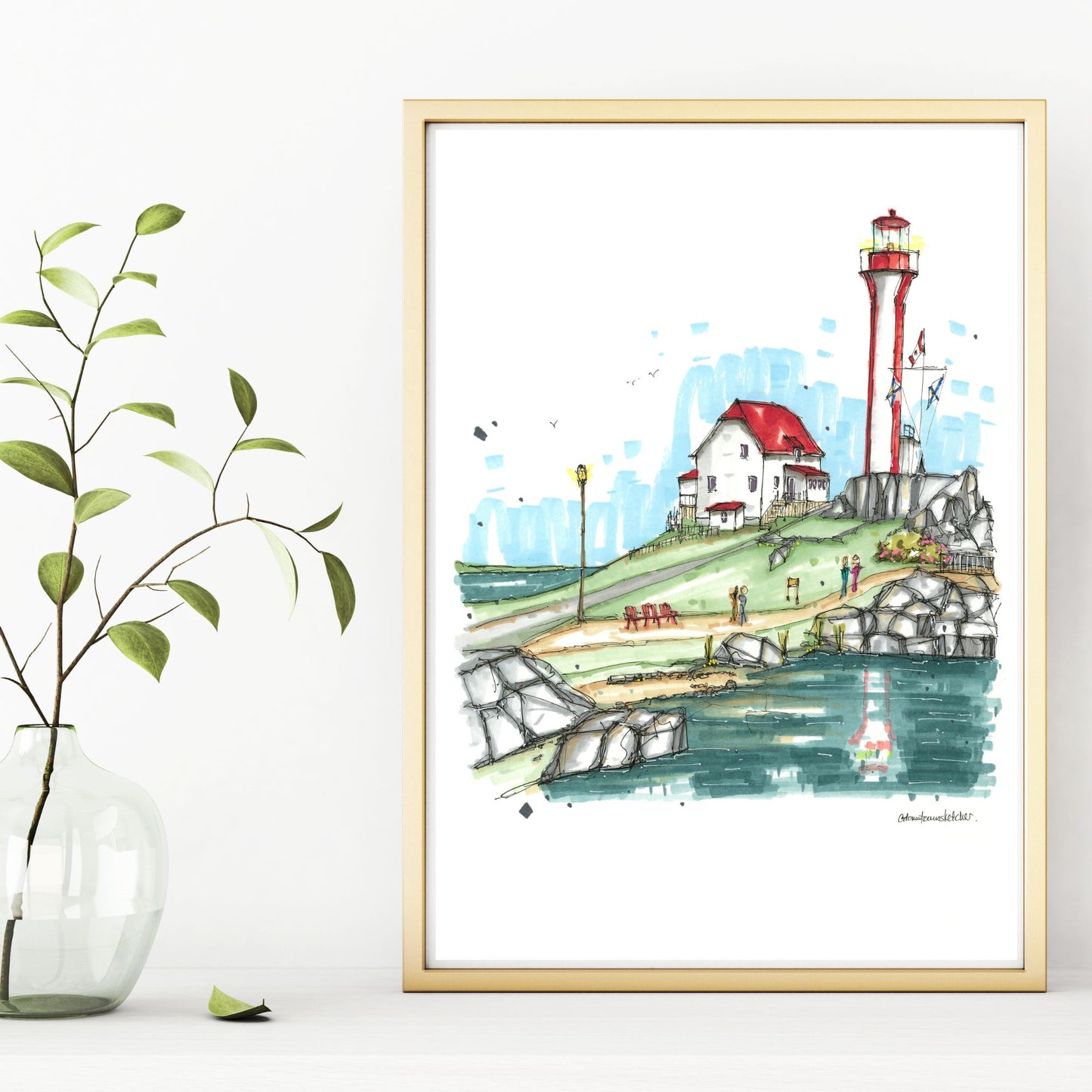 DTS0278 Cape Forchu Lighthouse, Yarmouth - Downtown Sketcher