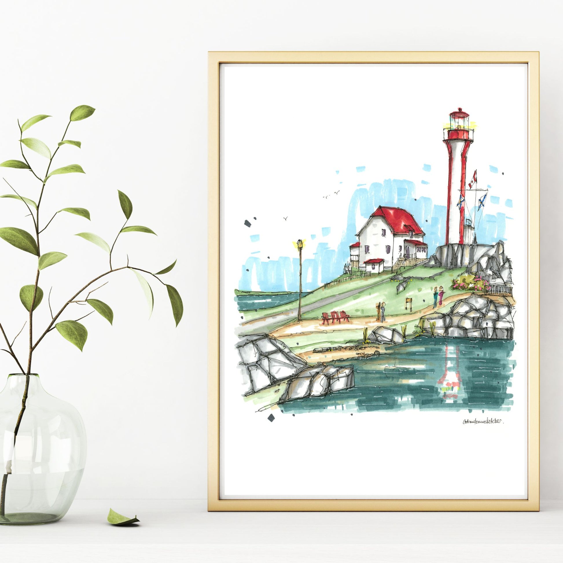 DTS0278 Cape Forchu Lighthouse, Yarmouth - Downtown Sketcher