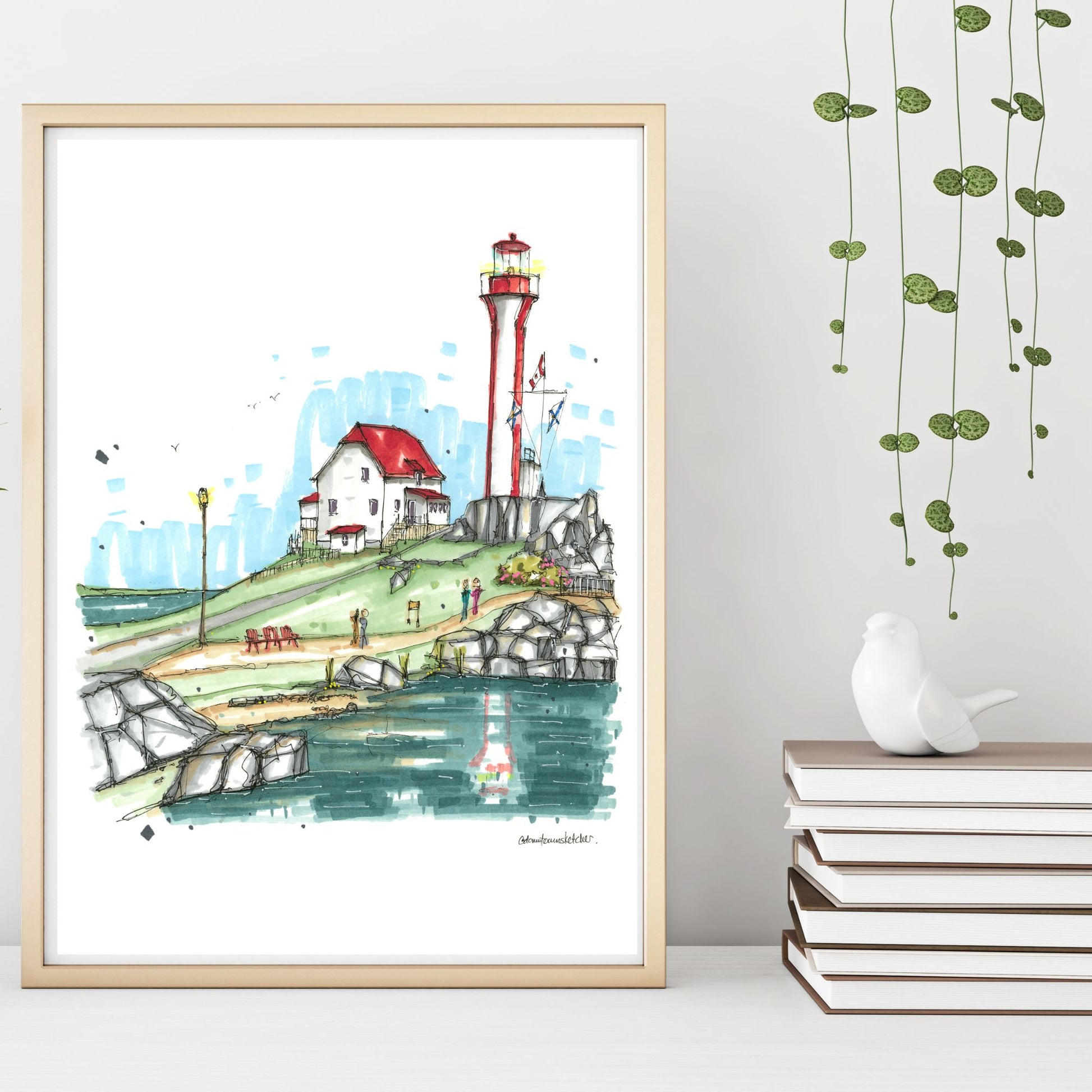 DTS0278 Cape Forchu Lighthouse, Yarmouth - Downtown Sketcher