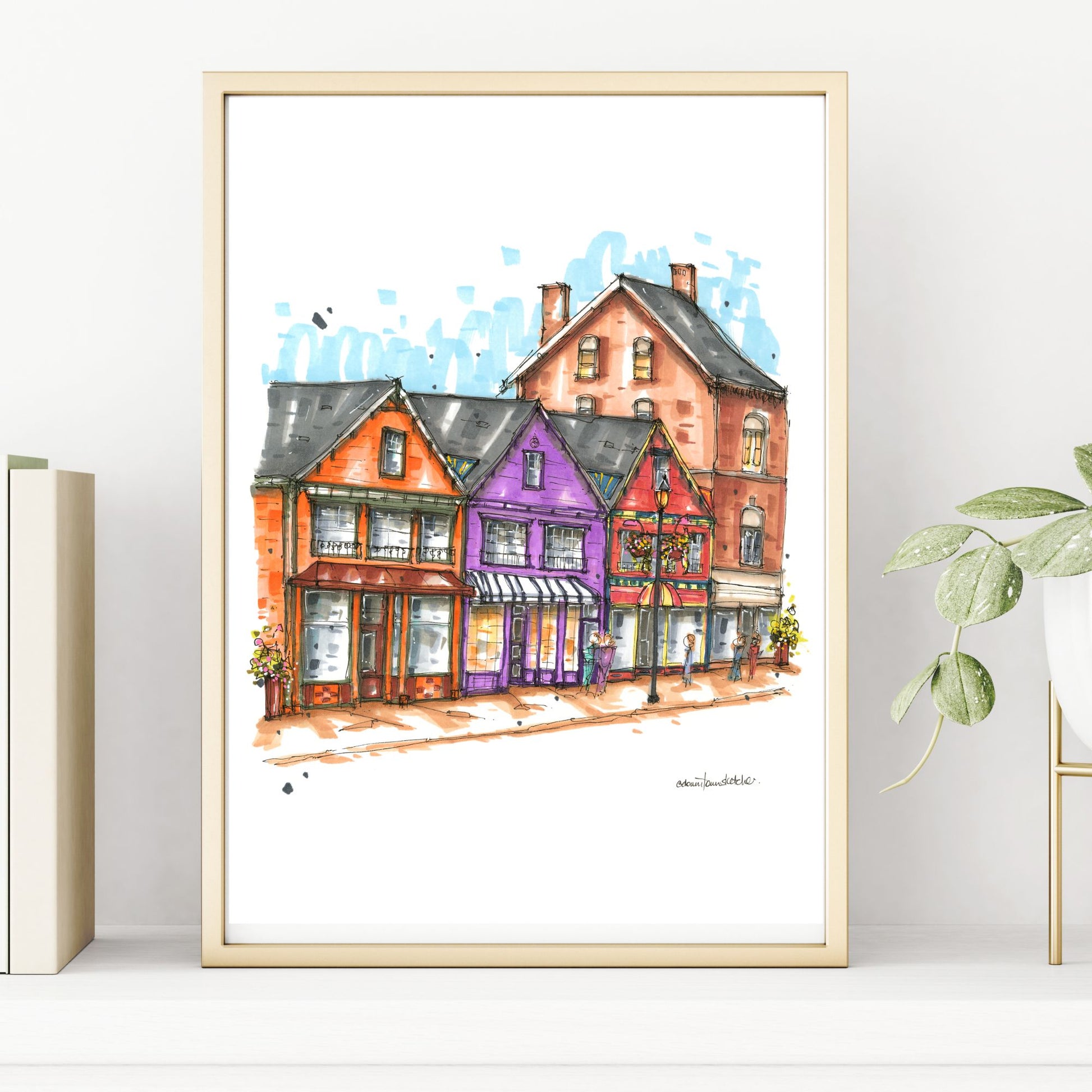 DTS0279 The Three Painted Ladies, Yarmouth - Downtown Sketcher
