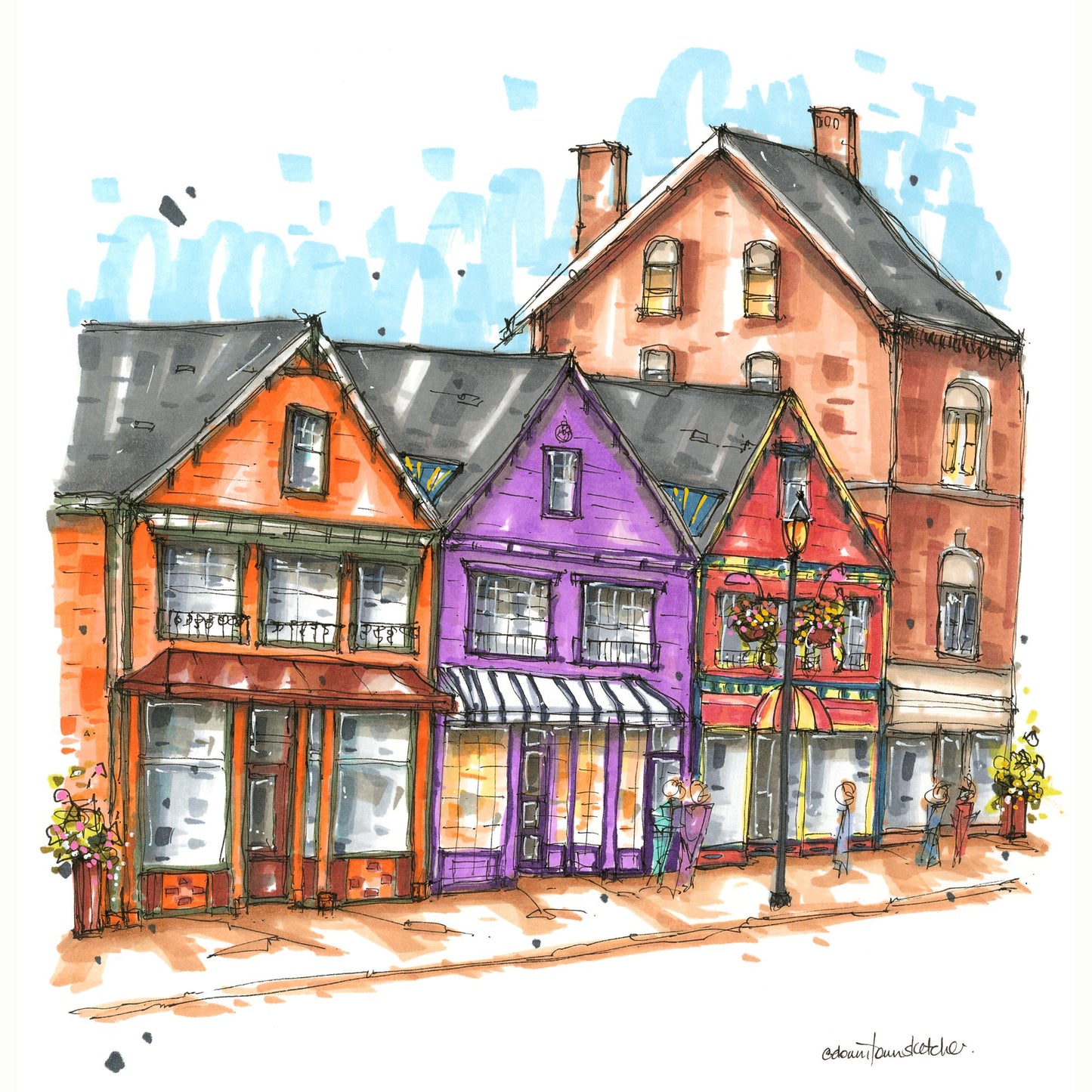 DTS0279 The Three Painted Ladies, Yarmouth - Downtown Sketcher
