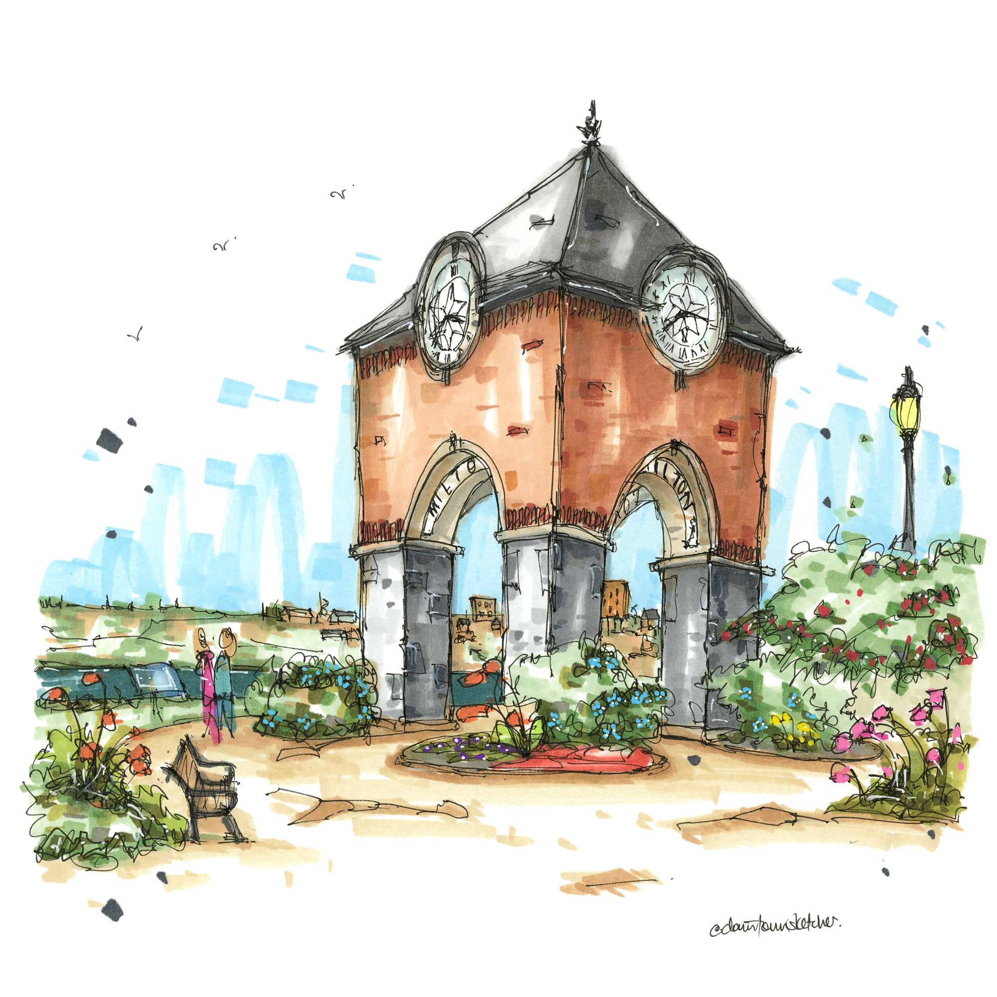 DTS0280 Milton Clock Tower Park, Yarmouth - Downtown Sketcher