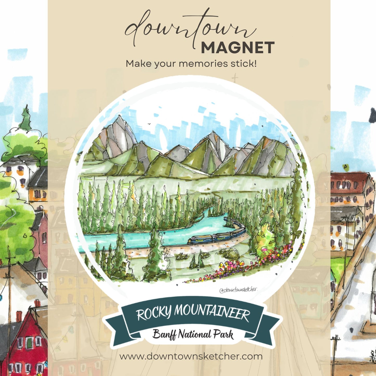 Rocky Mountaineer at Morant's Curve, Banff National Park, Alberta - Downtown Magnet