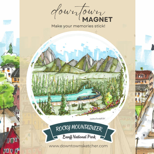 Rocky Mountaineer at Morant's Curve, Banff National Park, Alberta - Downtown Magnet