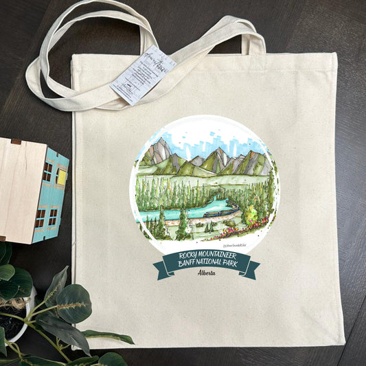 Rocky Mountaineer at Morant's Curve, Banff National Park, Alberta - Downtown Tote Tall