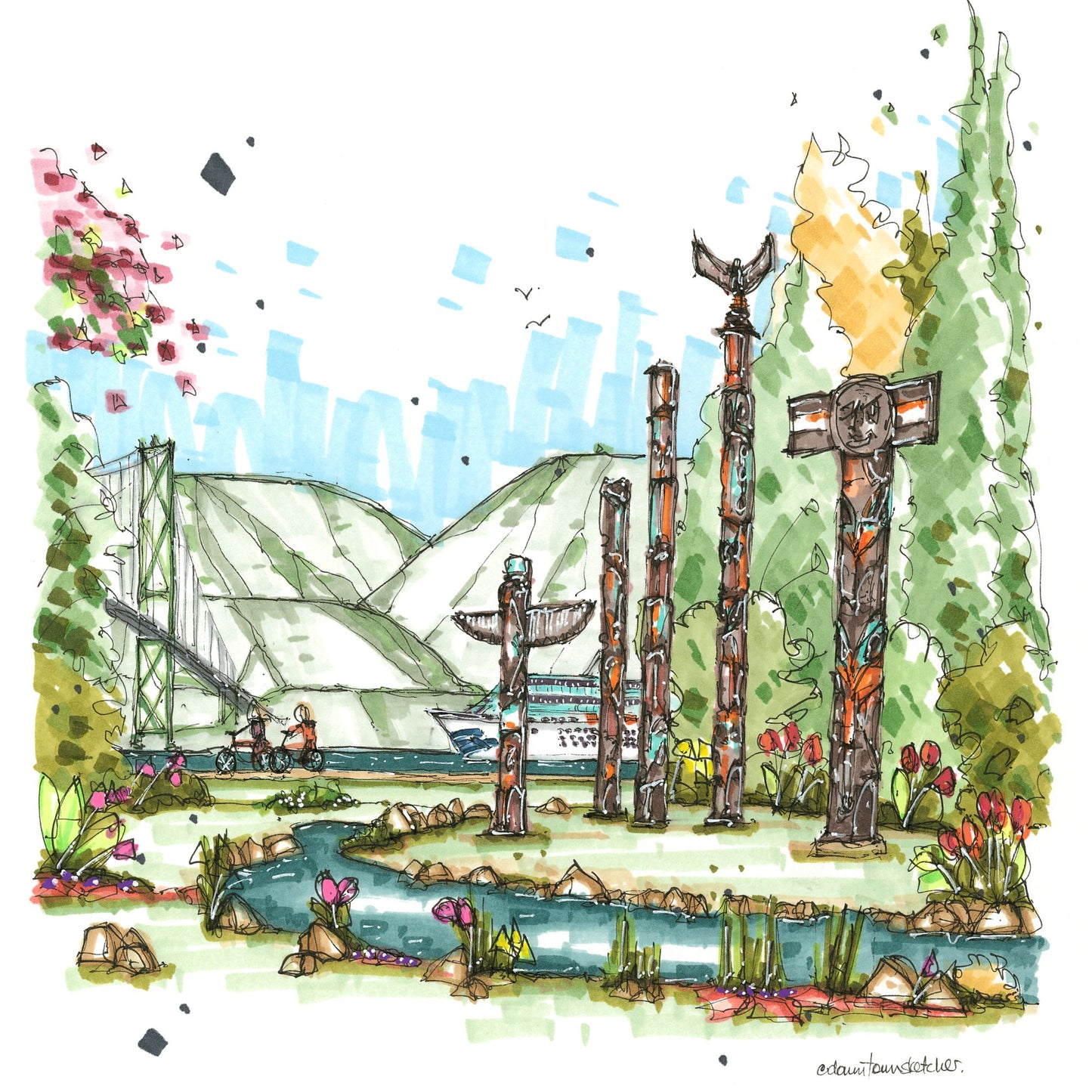 Totem Poles at Stanley Park, Vancouver - Downtown Magnet