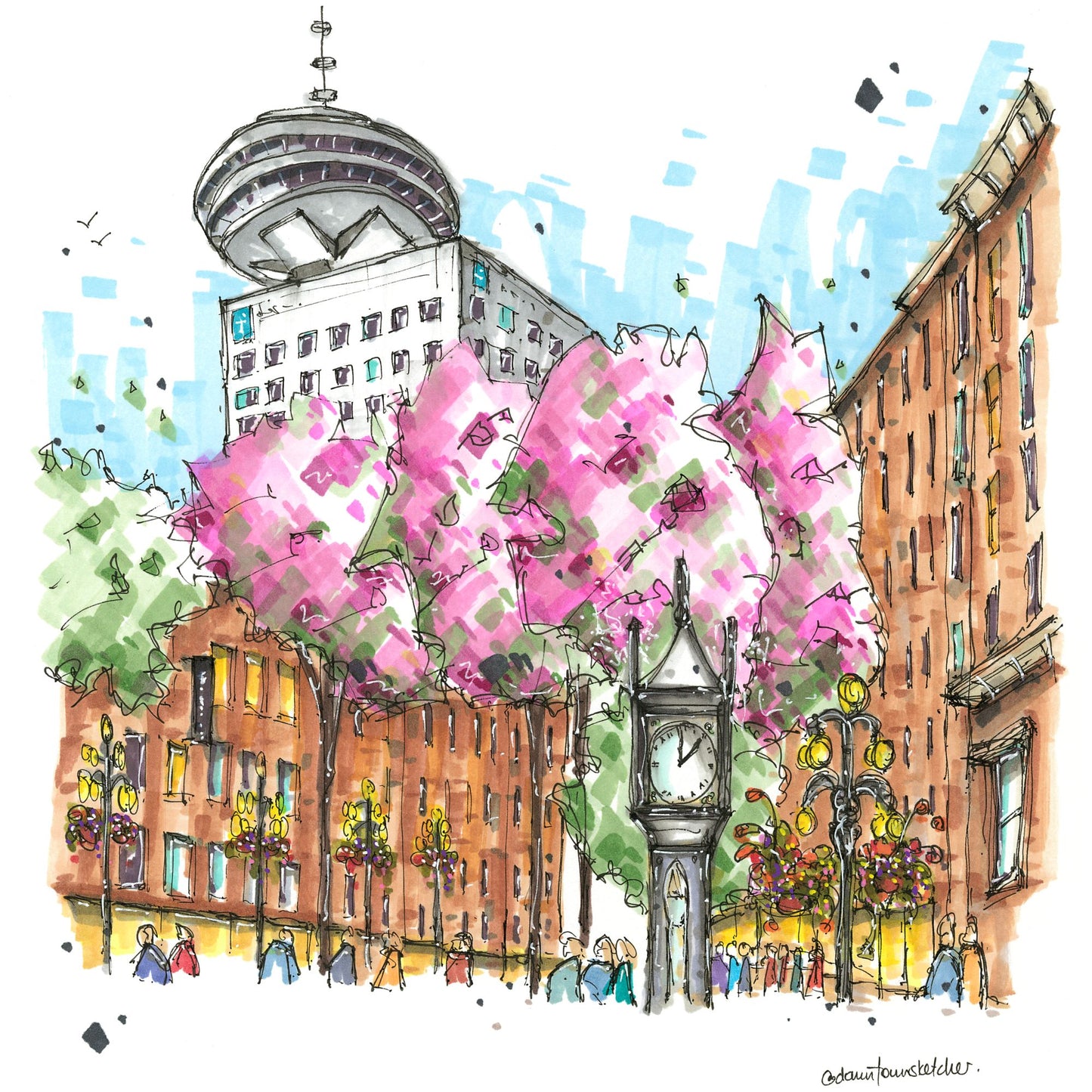 Vancouver Lookout and Gastown Steam Clock - Downtown Magnet