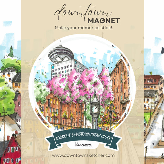 Vancouver Lookout and Gastown Steam Clock - Downtown Magnet