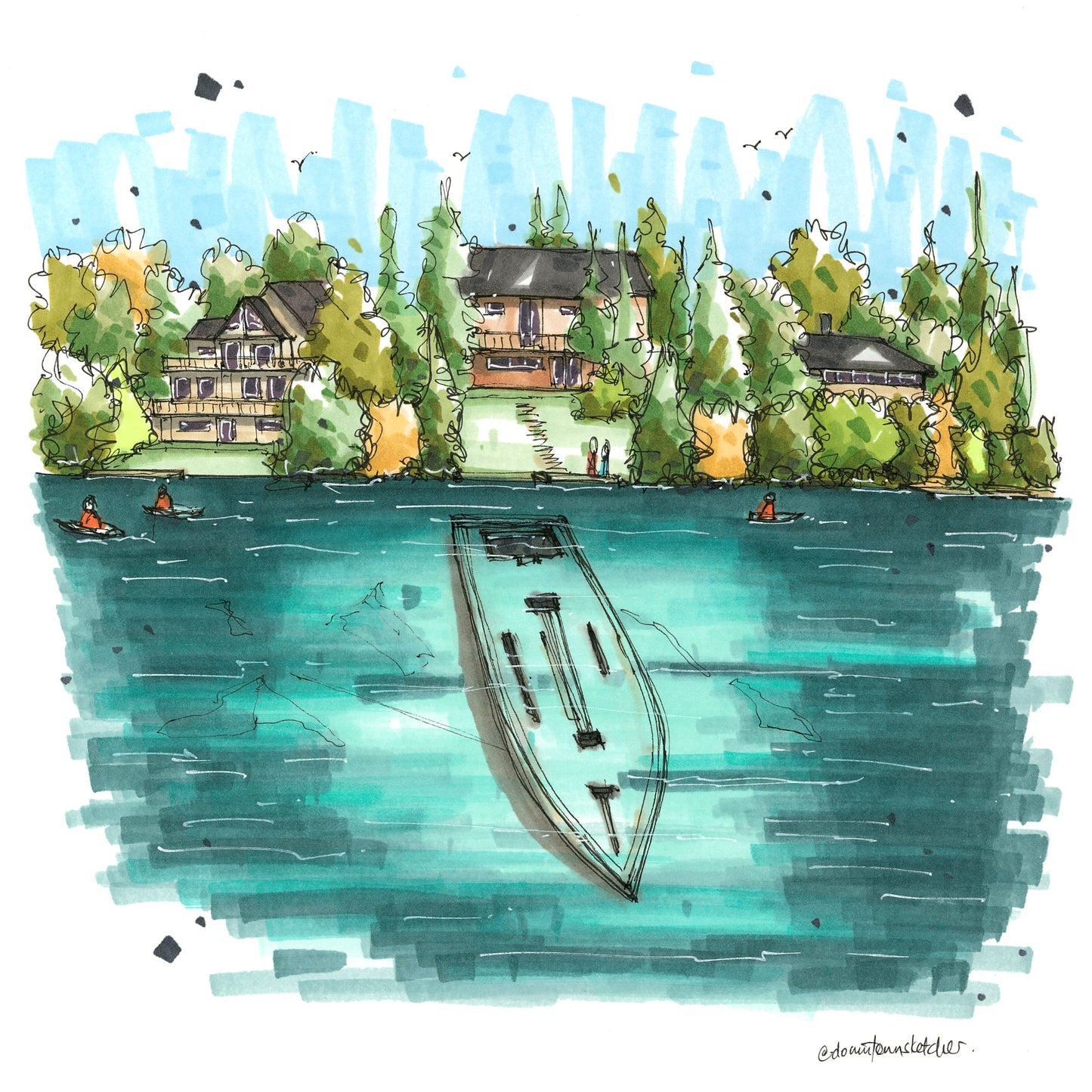 DTS0302 Sweepstakes Ship Wreckage, Tobermory, ON - Downtown Sketcher