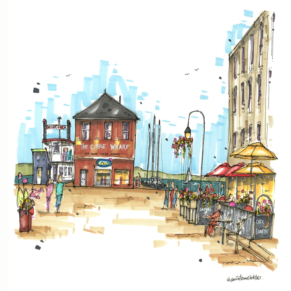 DTS0323 The Cable Wharf & Cafe Lunette, Halifax Waterfront - Downtown Sketcher