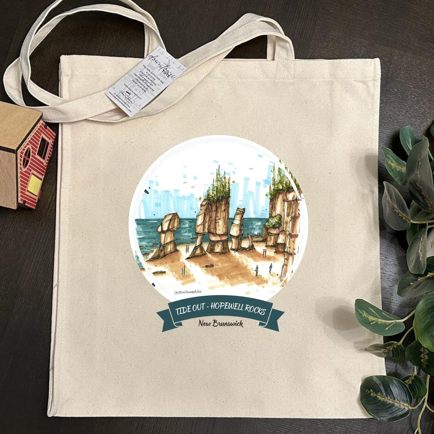 Tide out, Hopewell Rocks, New Brunswick - Downtown Tall Tote