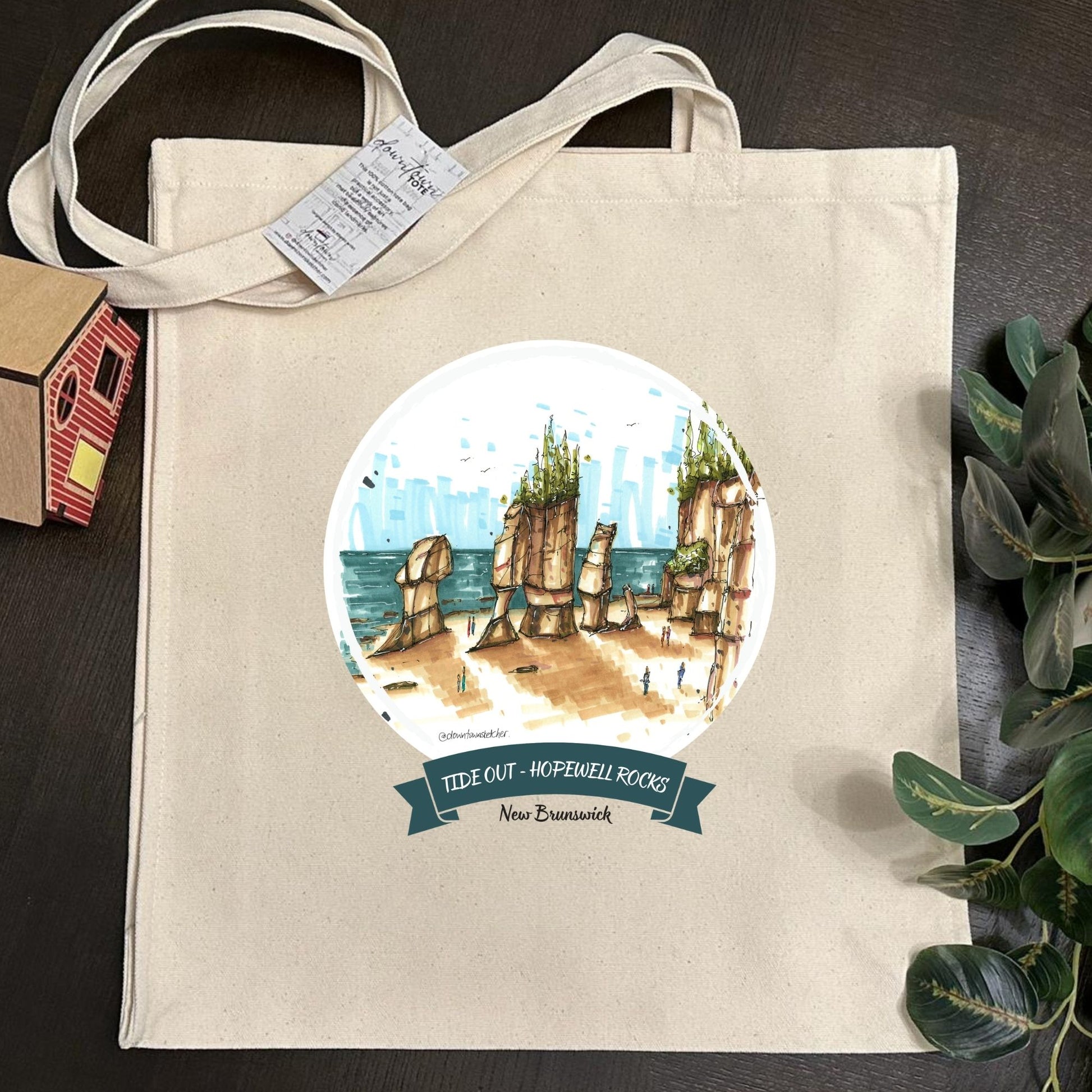 Tide out, Hopewell Rocks, New Brunswick - Downtown Tall Tote