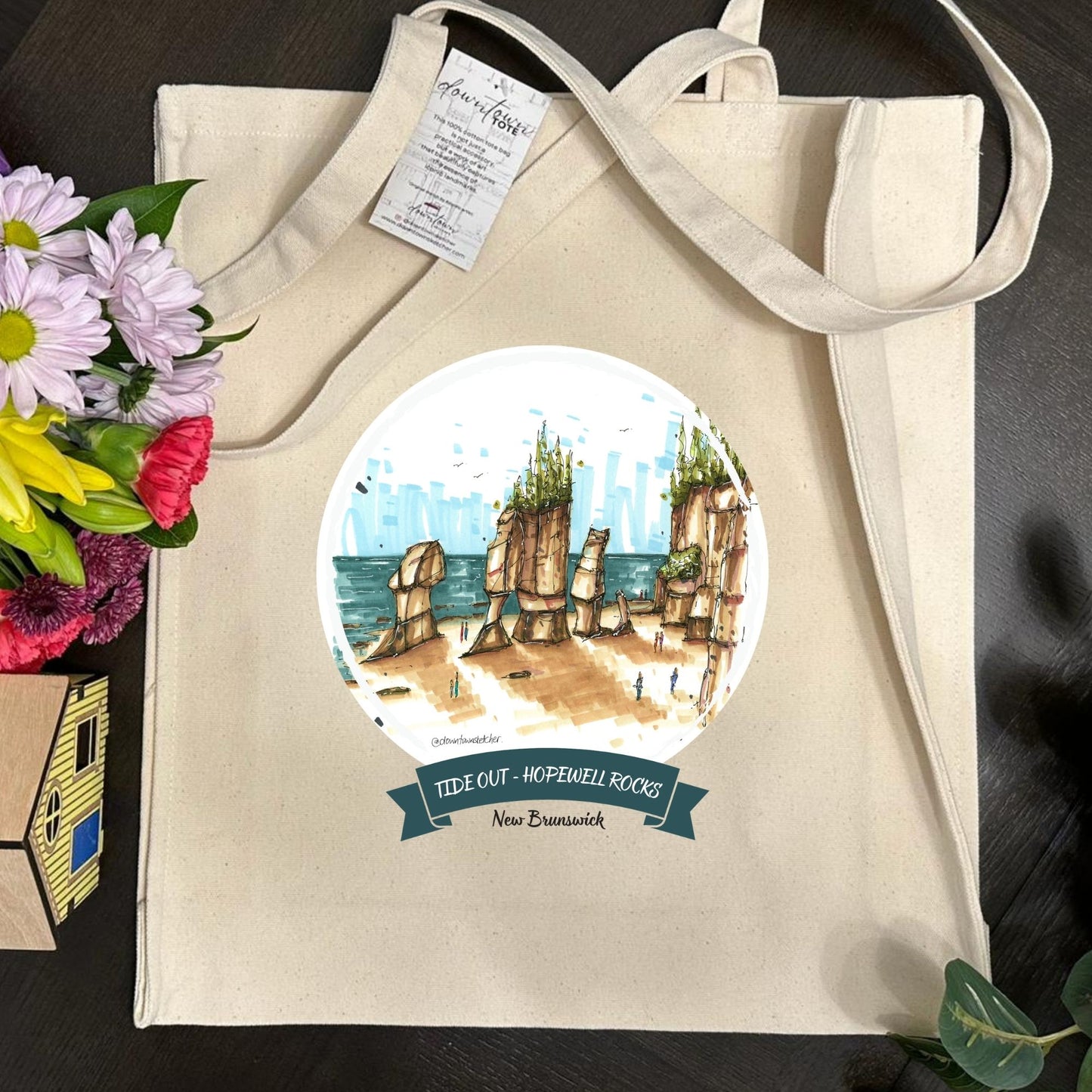 Tide out, Hopewell Rocks, New Brunswick - Downtown Tall Tote
