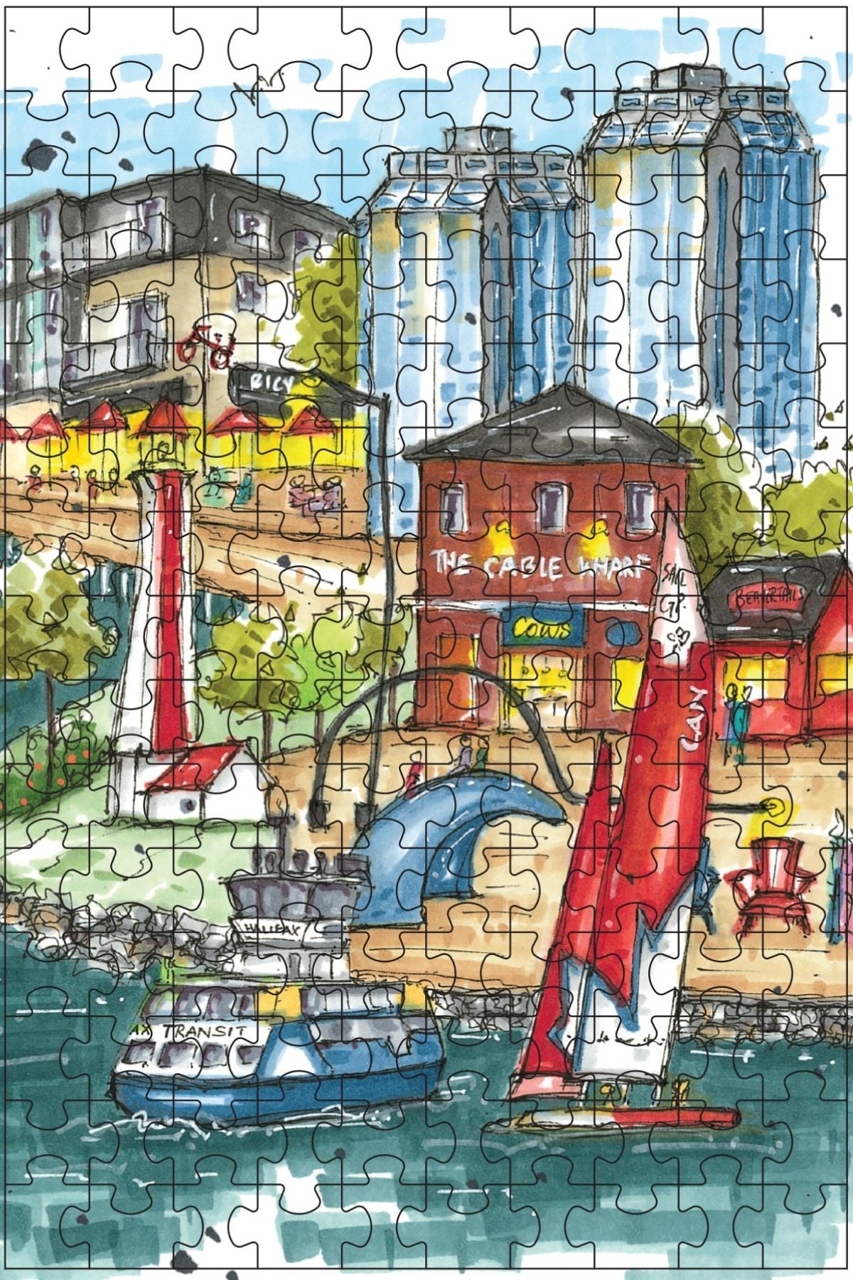 DTSP003 Halifax Waterfront - Mini Luxury Puzzle - Downtown Sketcher