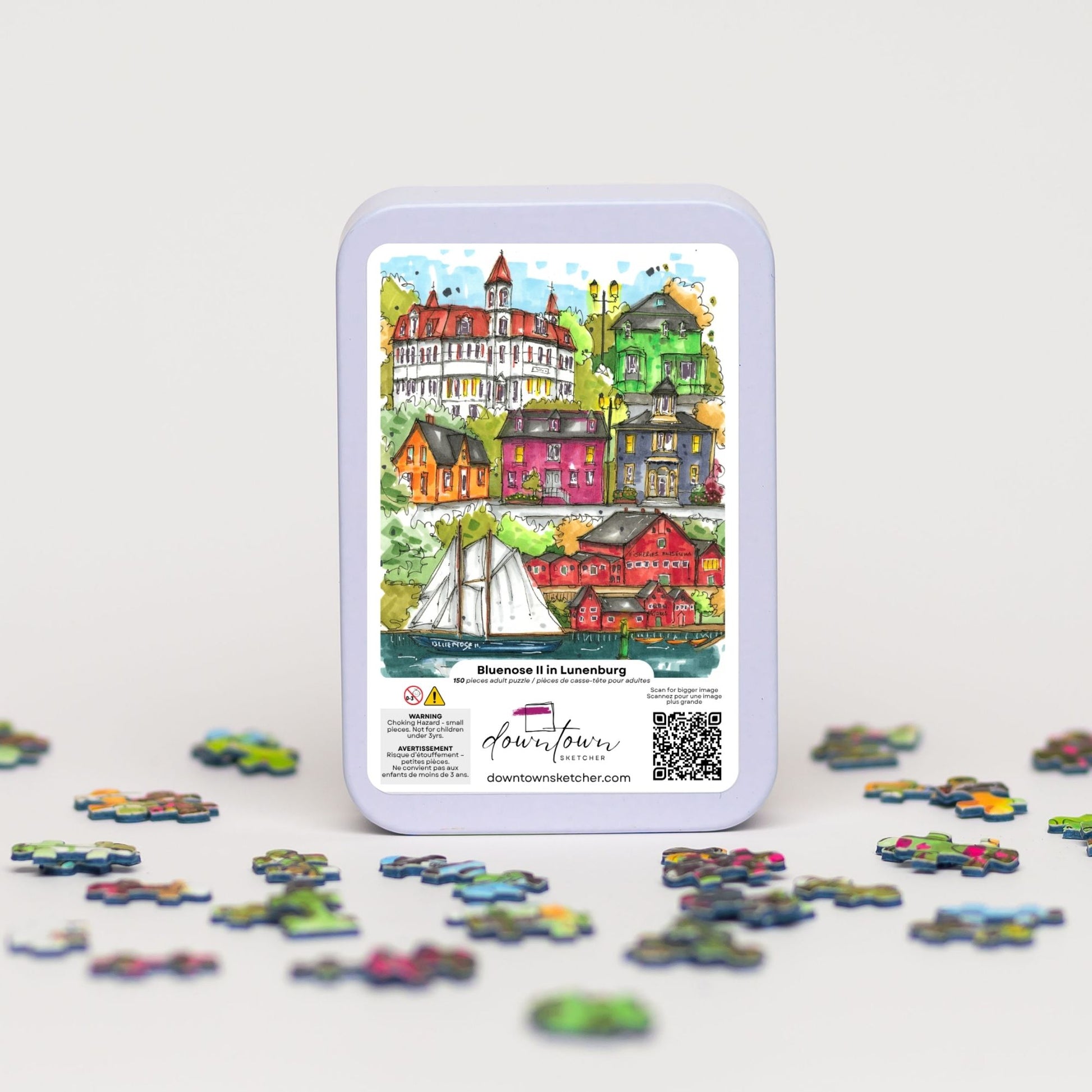 DTSP005 Lunenburg, Nova Scotia - Mini Luxury Puzzle - Downtown Sketcher
