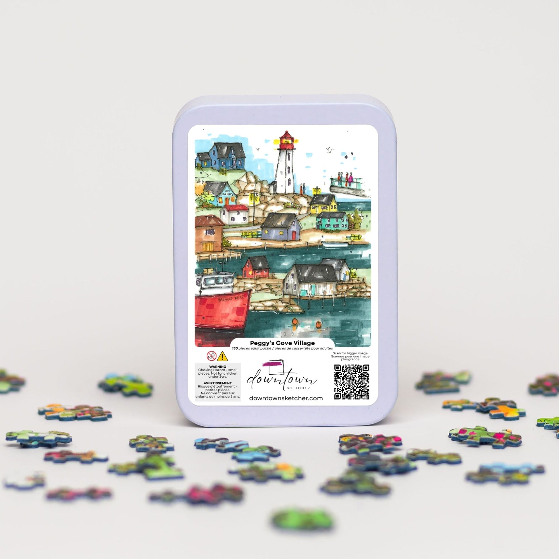 DTSP006 Peggy's Cove Village - Mini Luxury Puzzle - Downtown Sketcher