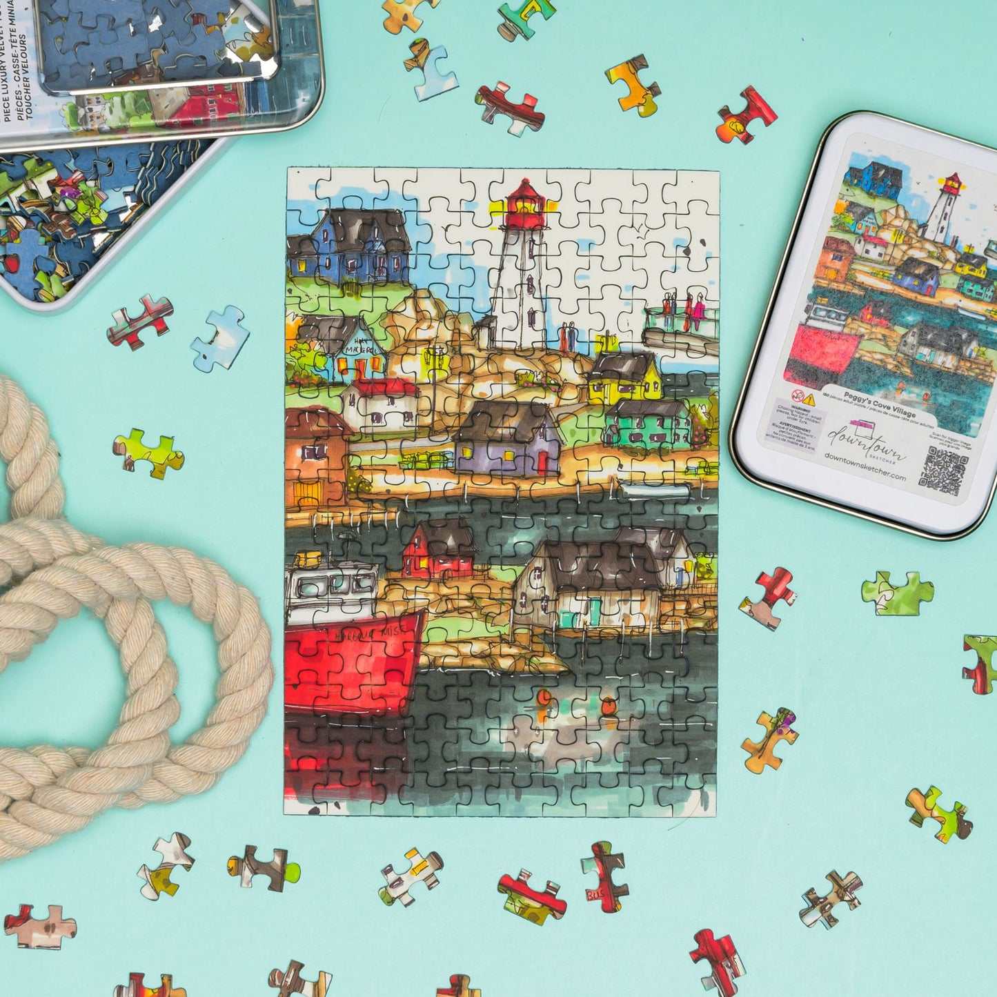 DTSP006 Peggy's Cove Village - Mini Luxury Puzzle - Downtown Sketcher