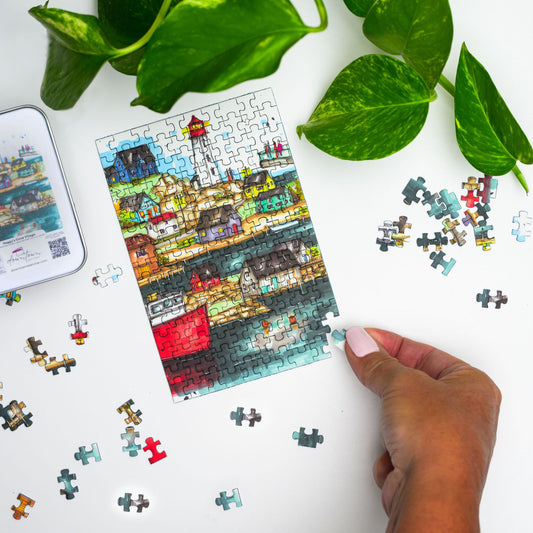 DTSP006 Peggy's Cove Village - Mini Luxury Puzzle - Downtown Sketcher