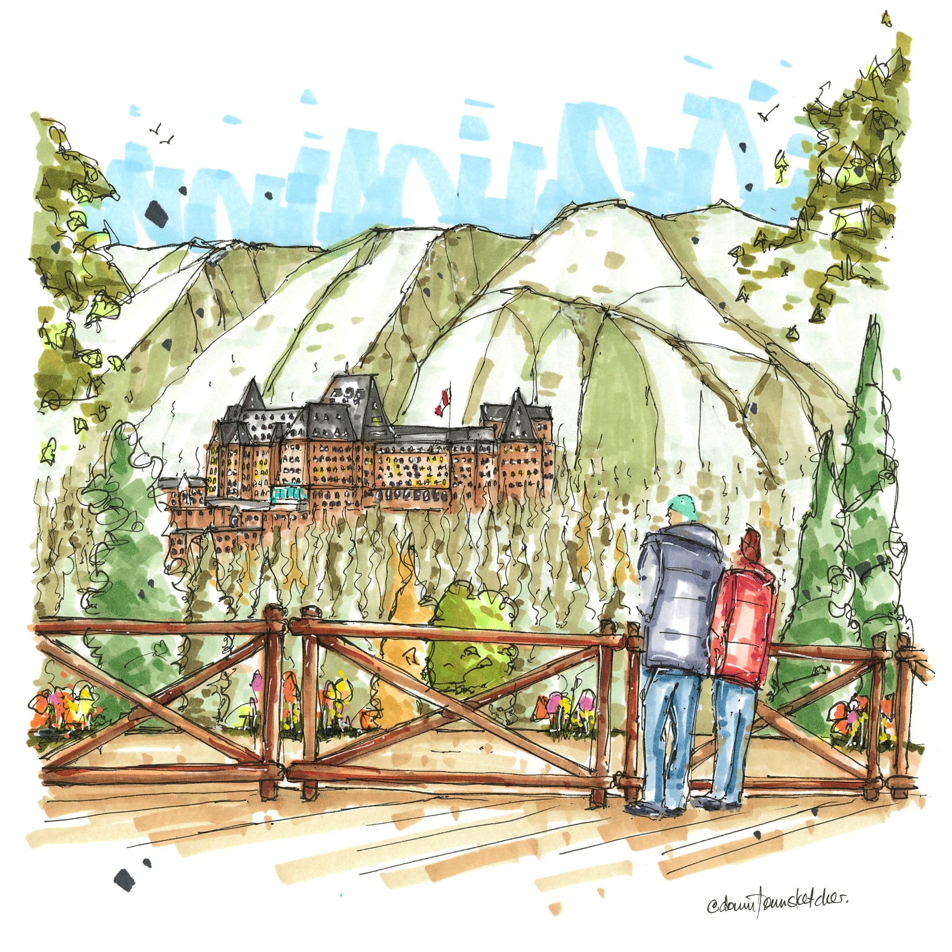 Fairmont Banff Springs, Banff National Park, Alberta, Greeting Card