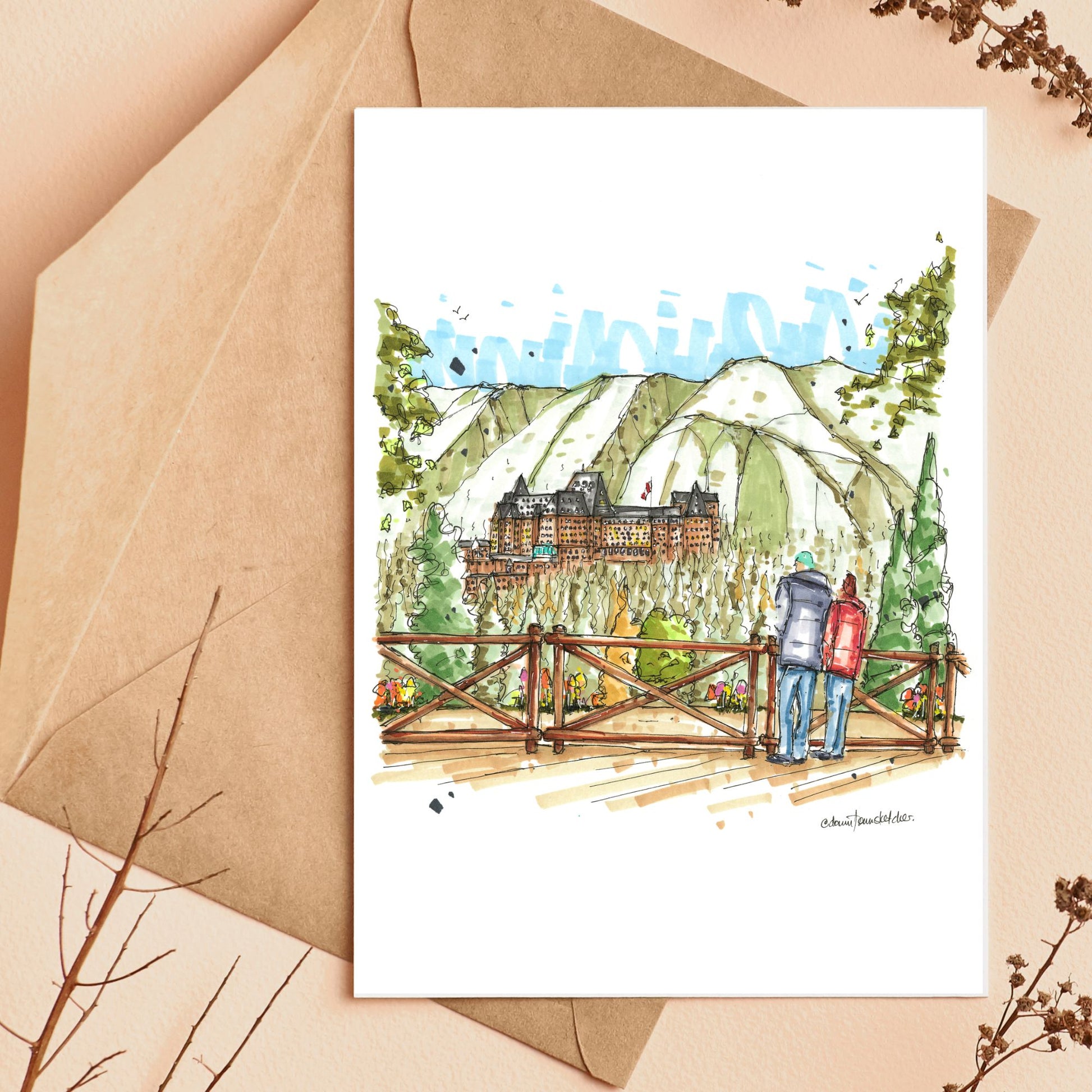 Fairmont Banff Springs, Banff National Park, Alberta, Greeting Card