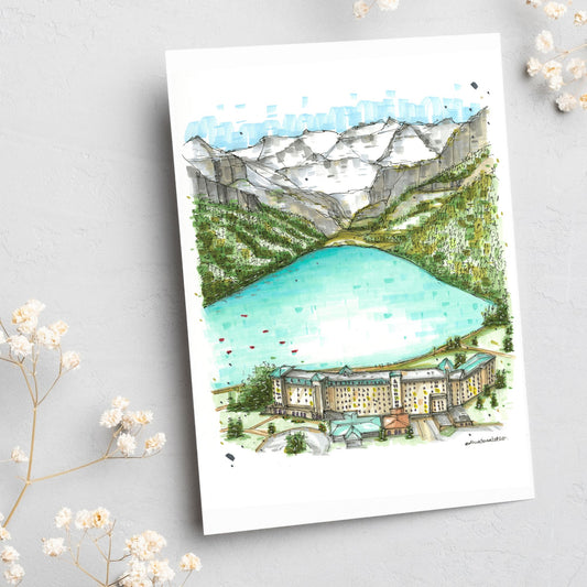 Fairmont Chateau Lake Louise, Alberta, Greeting Card - Downtown Sketcher