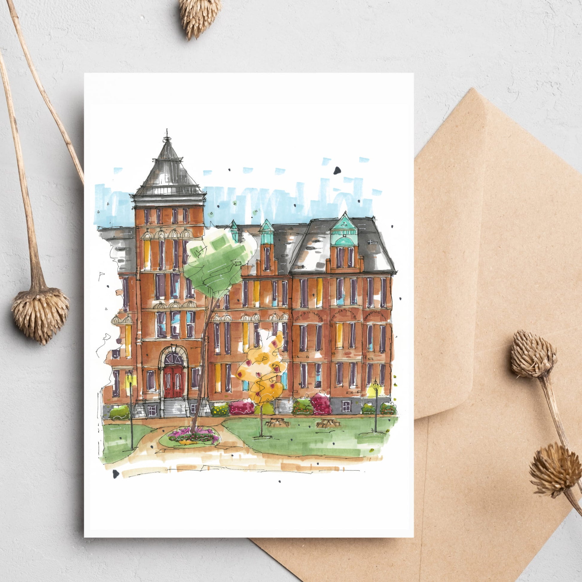 Forrest Building, Dalhousie University, Halifax, Greeting Card, Urban Sketch, Greeting Card, Downtown Sketcher, Wynand van Niekerk