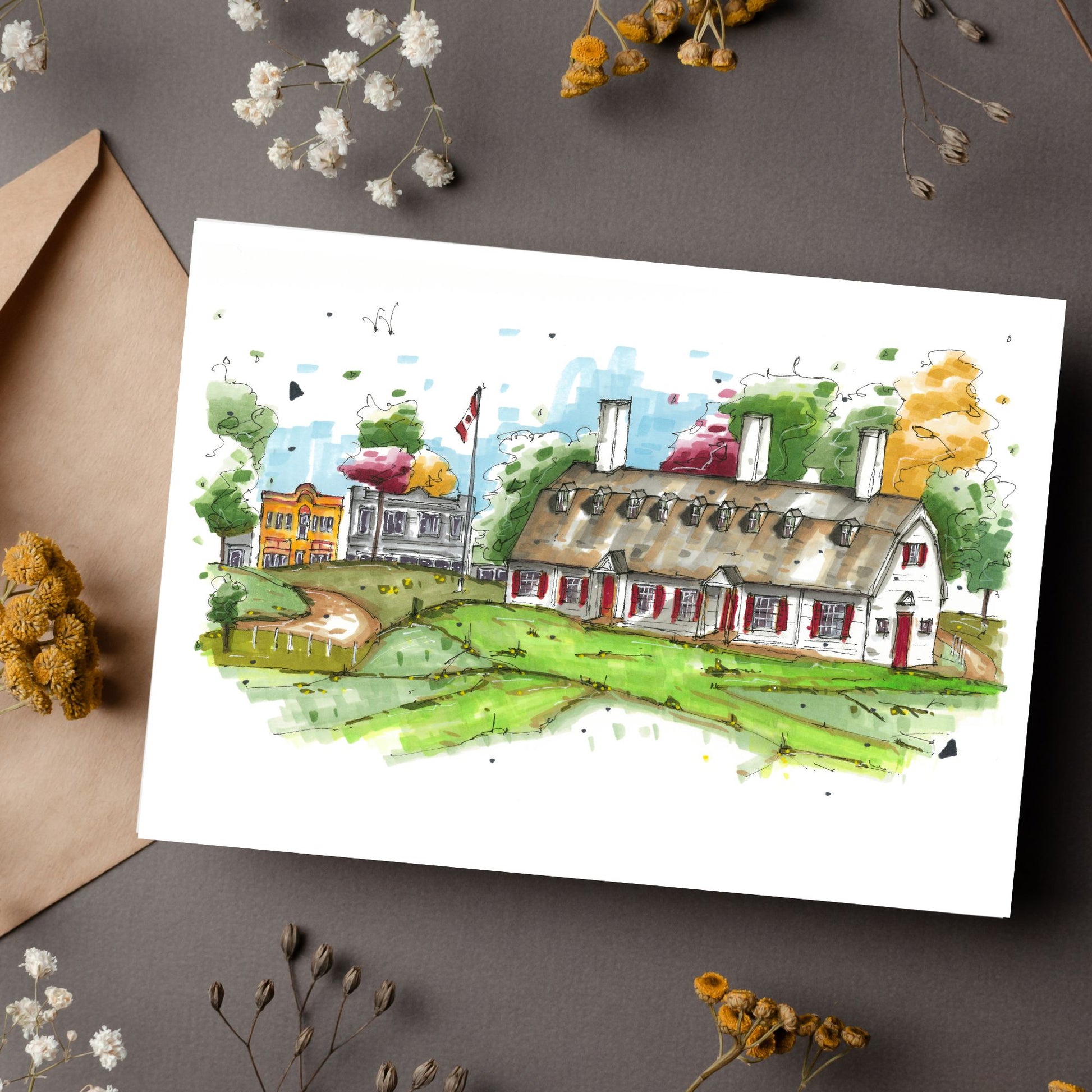 Fort Anne National Historic Site Annapolis Royal, Greeting Card, Urban Sketch, Greeting Card, Downtown Sketcher, Wynand van Niekerk