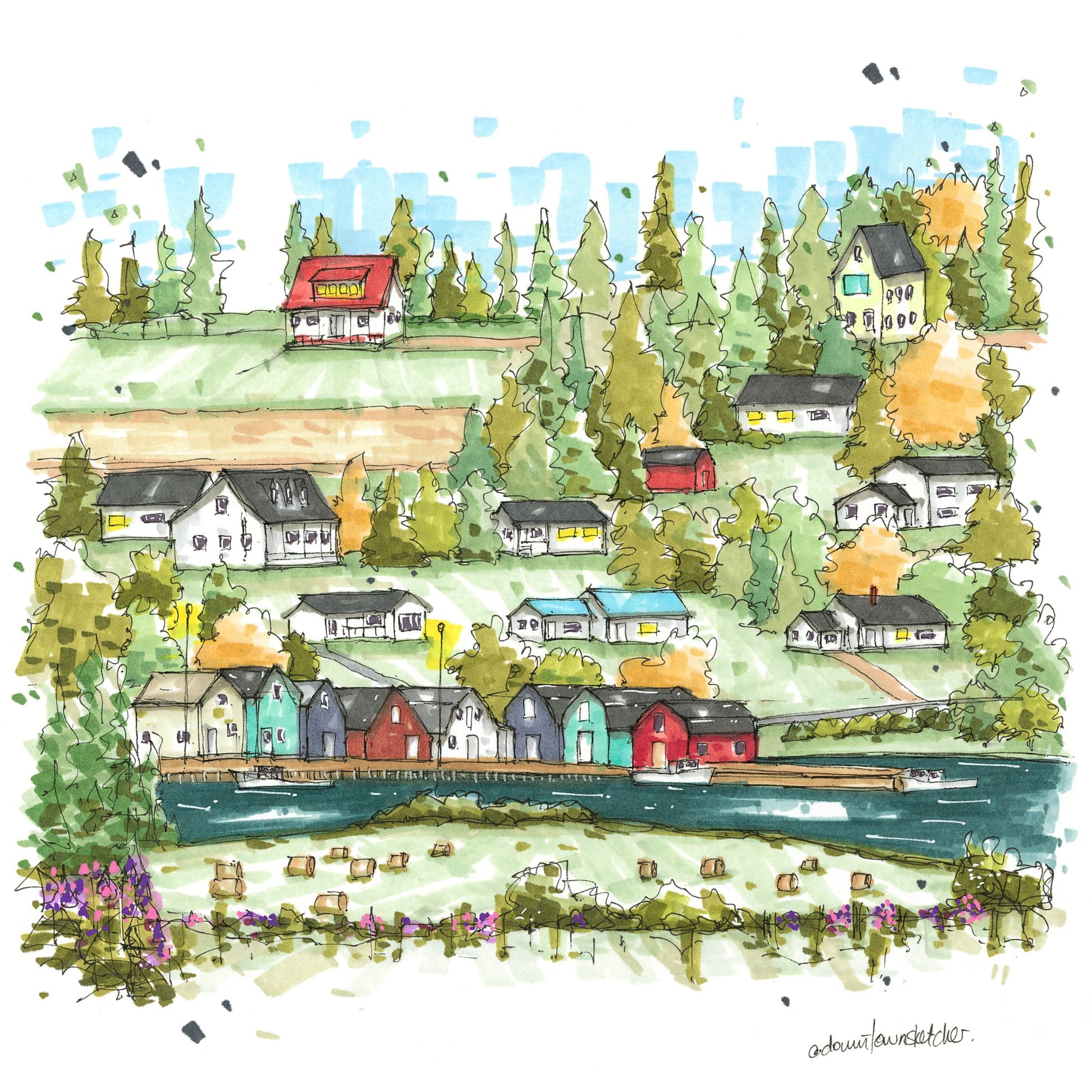 French River Village, Prince Edward Island, Greeting Card