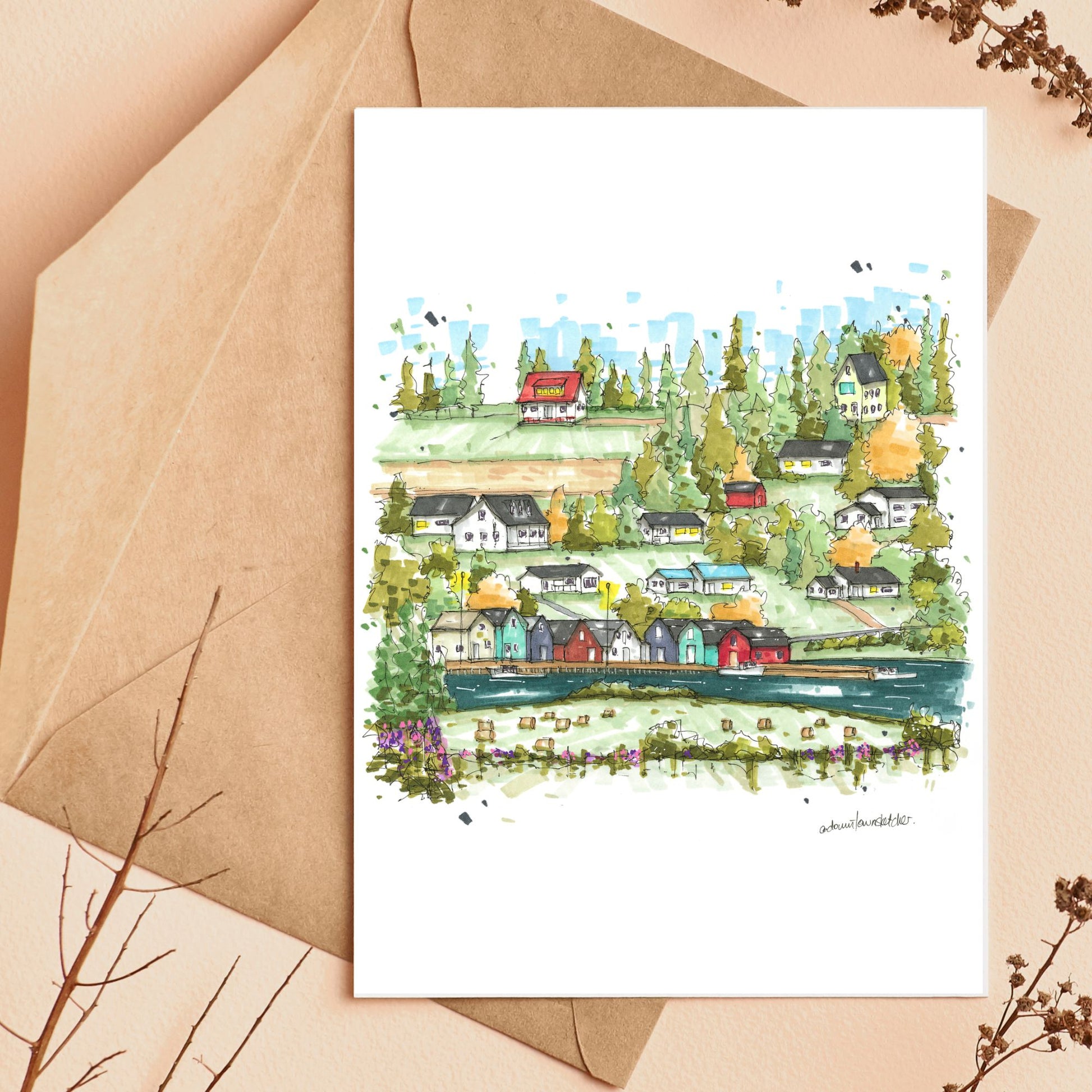 French River Village, Prince Edward Island, Greeting Card