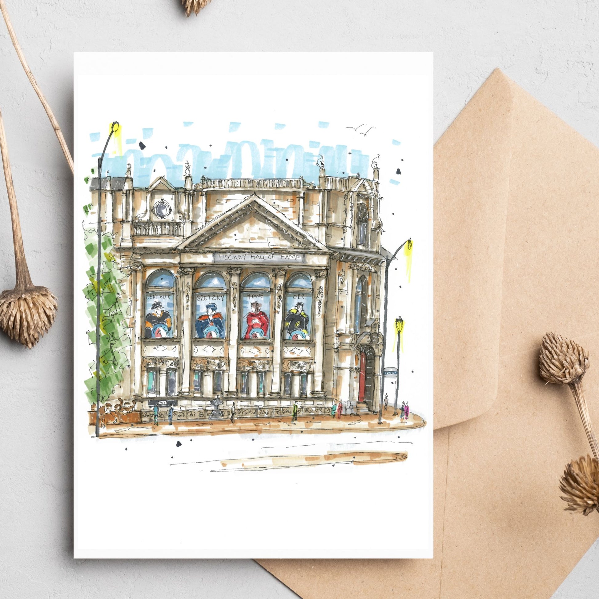 Hockey Hall of Fame, Toronto, Greeting Card - Downtown Sketcher