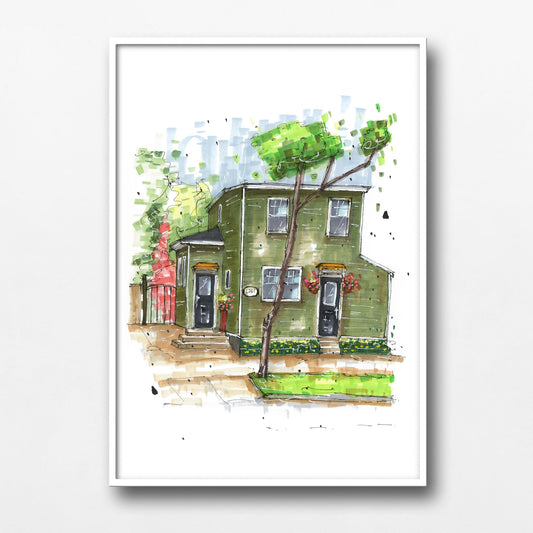 A commissioned sketch of Donna's House in Halifax, Nova Scotia.