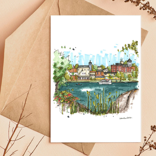 MS Kenora and Kenora Waterfront, Ontario, Greeting Card