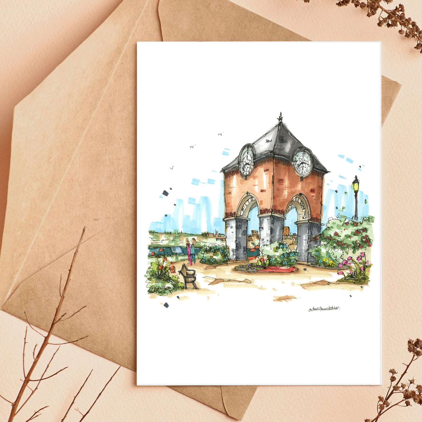 Milton Clock Tower Park, Yarmouth - Greeting Card