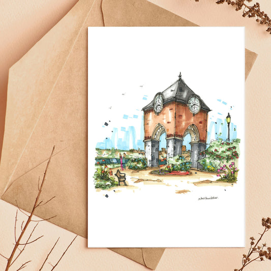 Milton Clock Tower Park, Yarmouth - Greeting Card