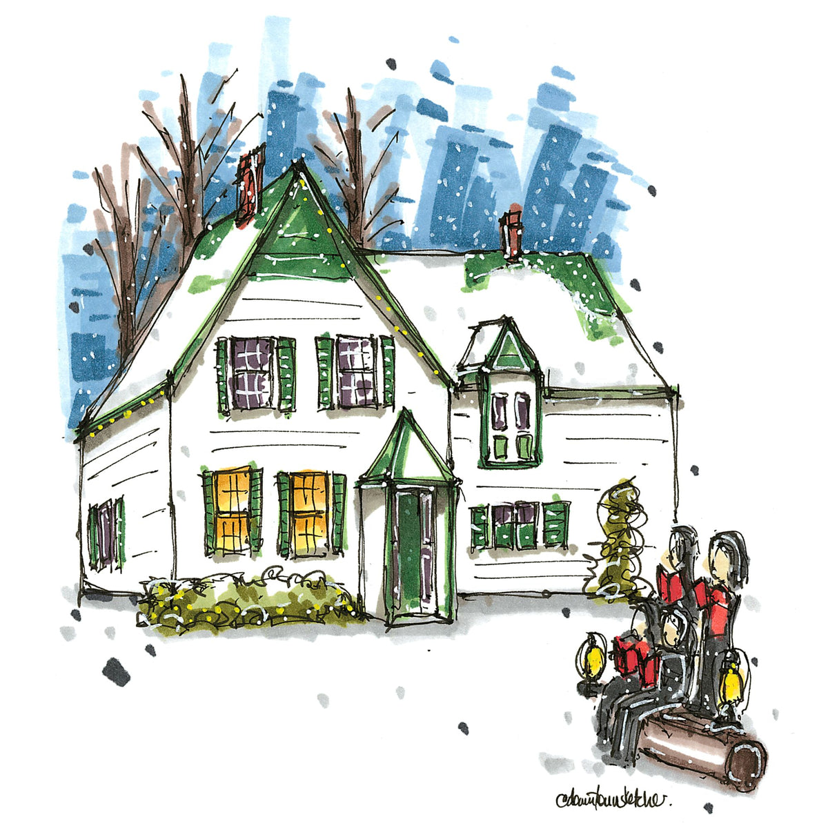 Carolers at Anne of Green Gables Heritage Place,  Prince Edward Island - Christmas Card