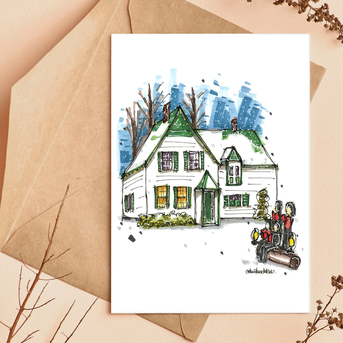 Carolers at Anne of Green Gables Heritage Place,  Prince Edward Island - Christmas Card