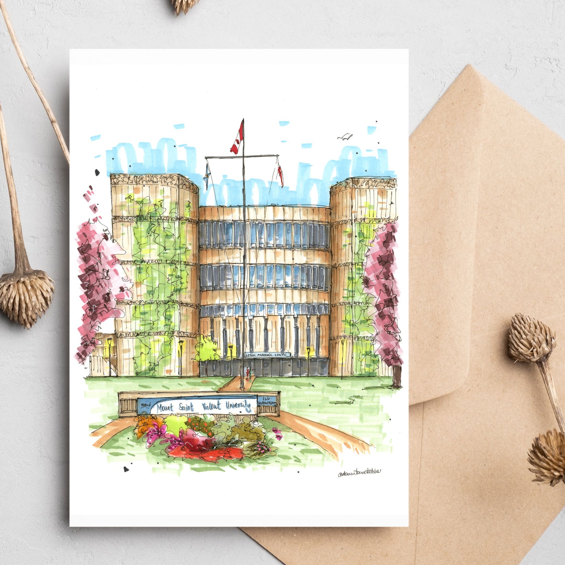 Mount Saint Vincent University, Halifax, Greeting Card - Downtown Sketcher