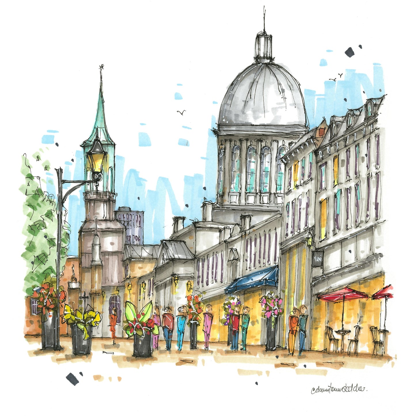 Rue St-Paul, Montreal - Greeting Card - Downtown Sketcher