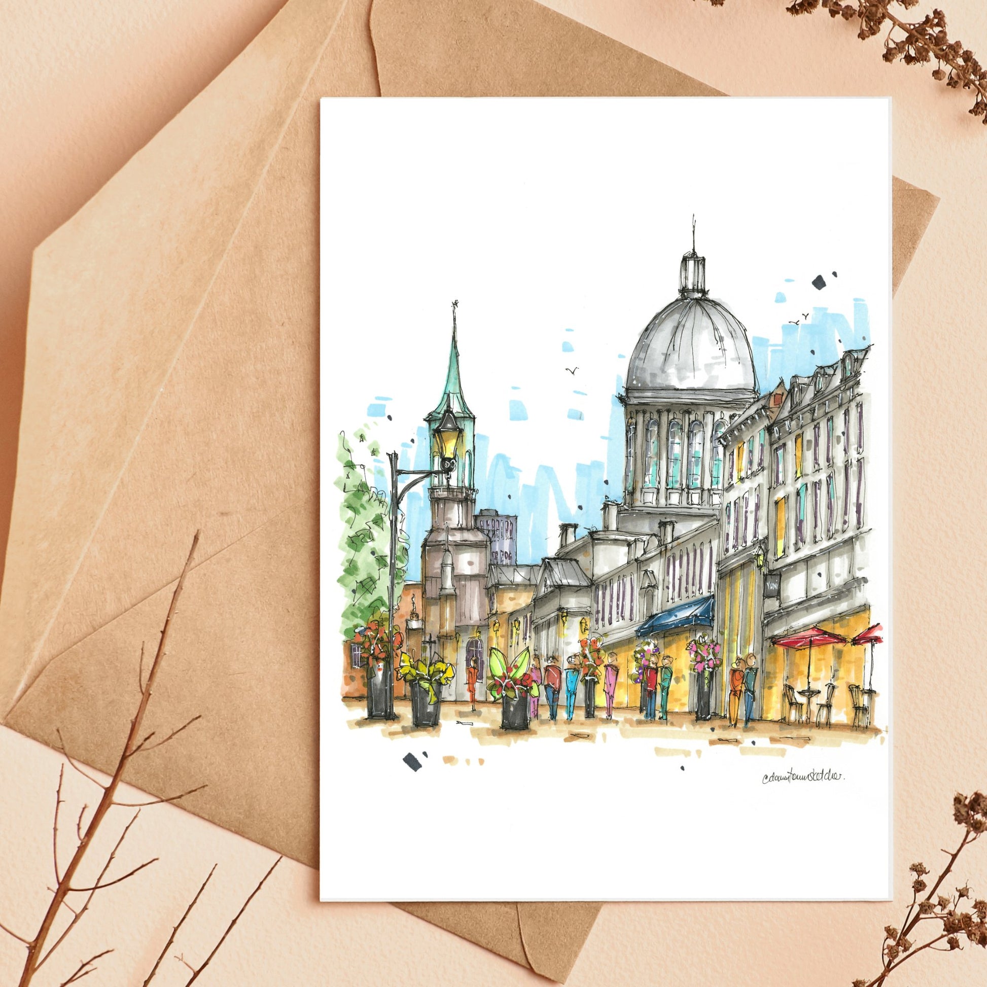 Rue St-Paul, Montreal - Greeting Card - Downtown Sketcher