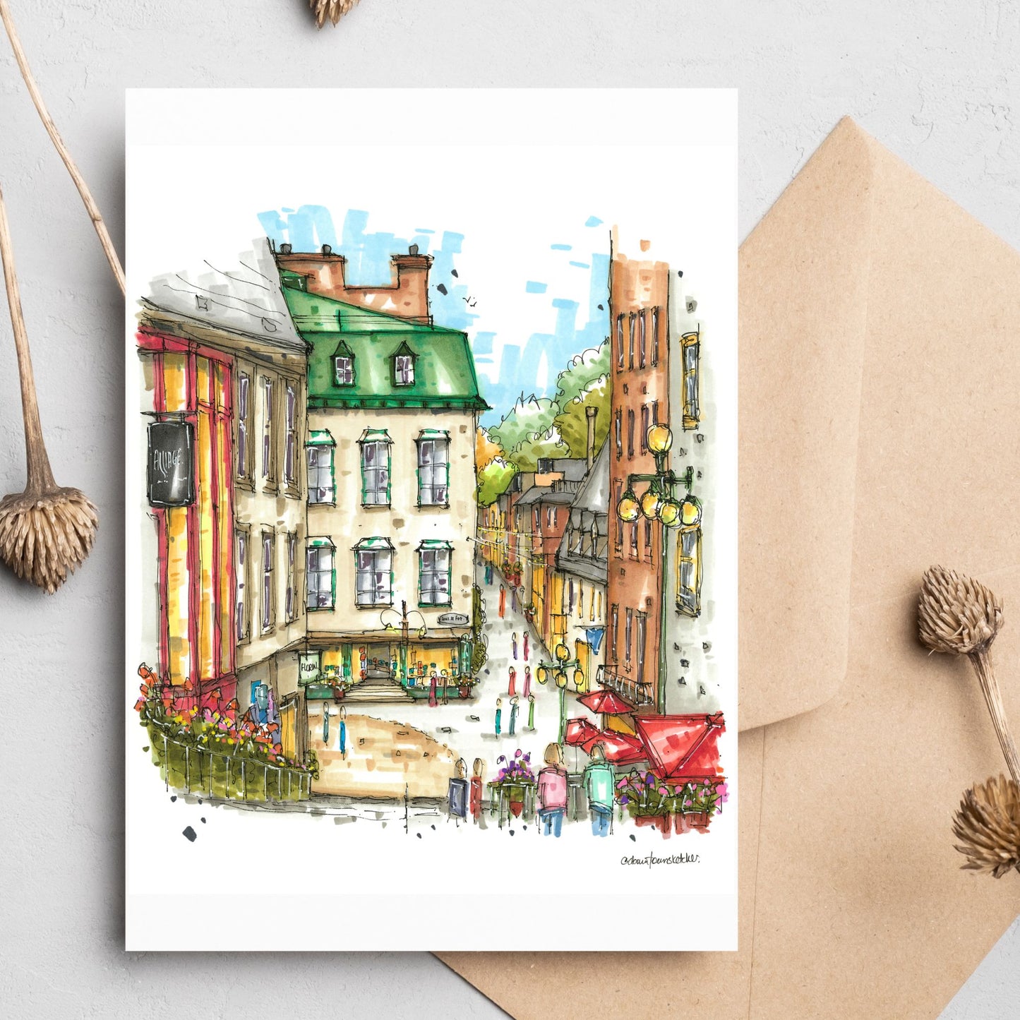 Rue du Petit Champlain, Quebec City, Quebec, Greeting Card