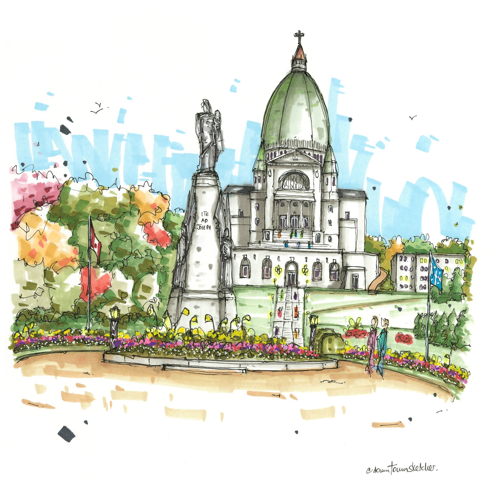 Saint Joseph's Oratory, Mount-Royal, Montreal - Greeting Card - Downtown Sketcher