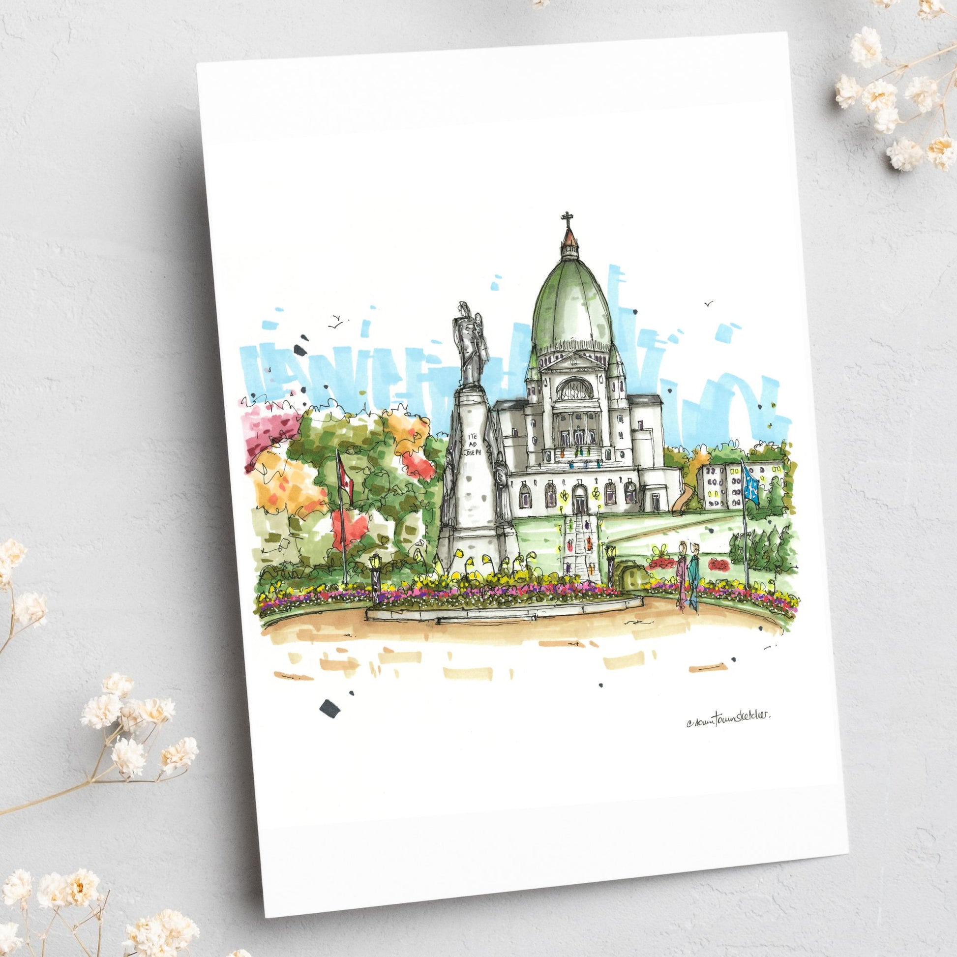 Saint Joseph's Oratory, Mount-Royal, Montreal - Greeting Card - Downtown Sketcher