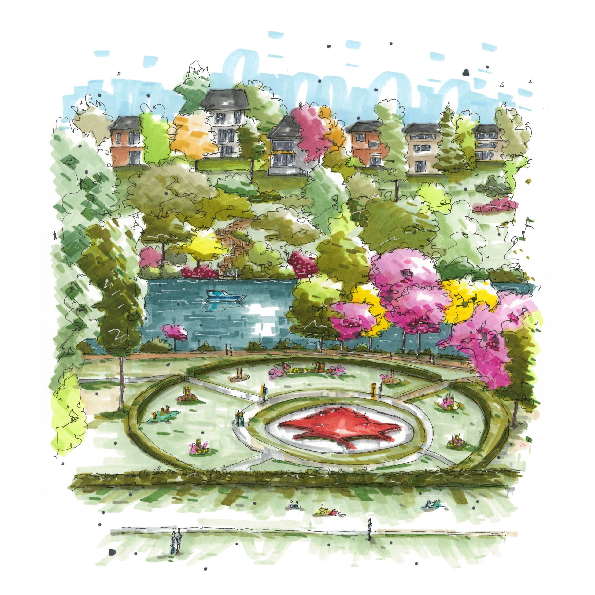 Sakura Cherry Blossoms in High Park, Toronto - Downtown Coasters by Downtown Sketcher